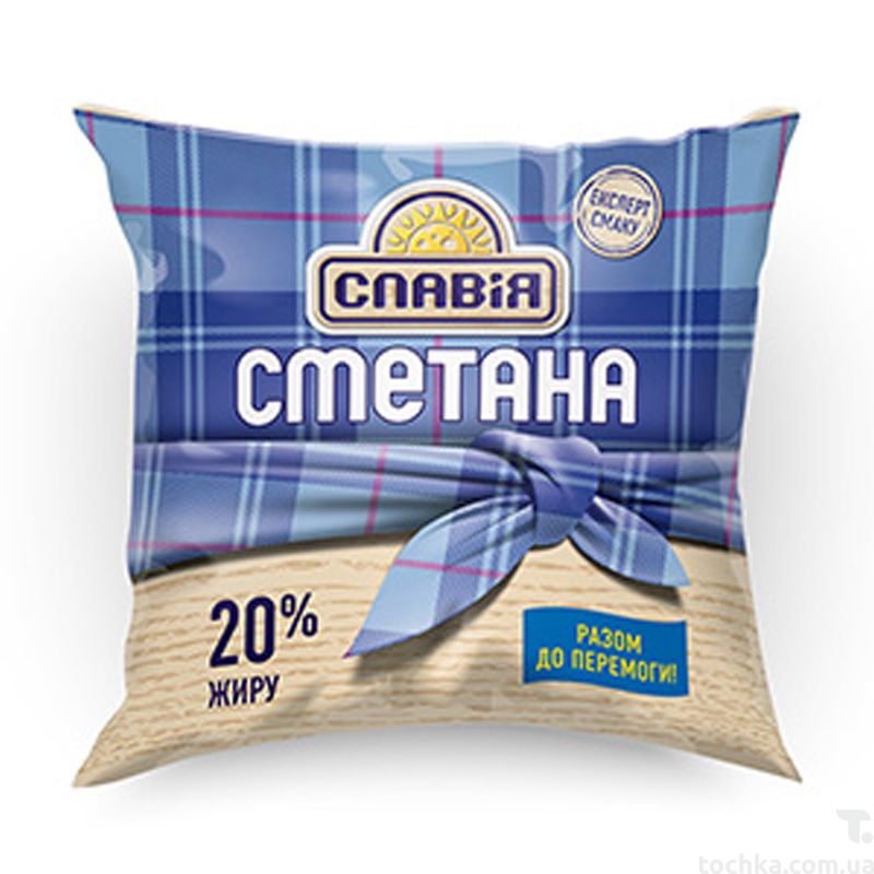 Сметана ТМ "Славія" 20% жиру, 350г, плівка поліетиленова